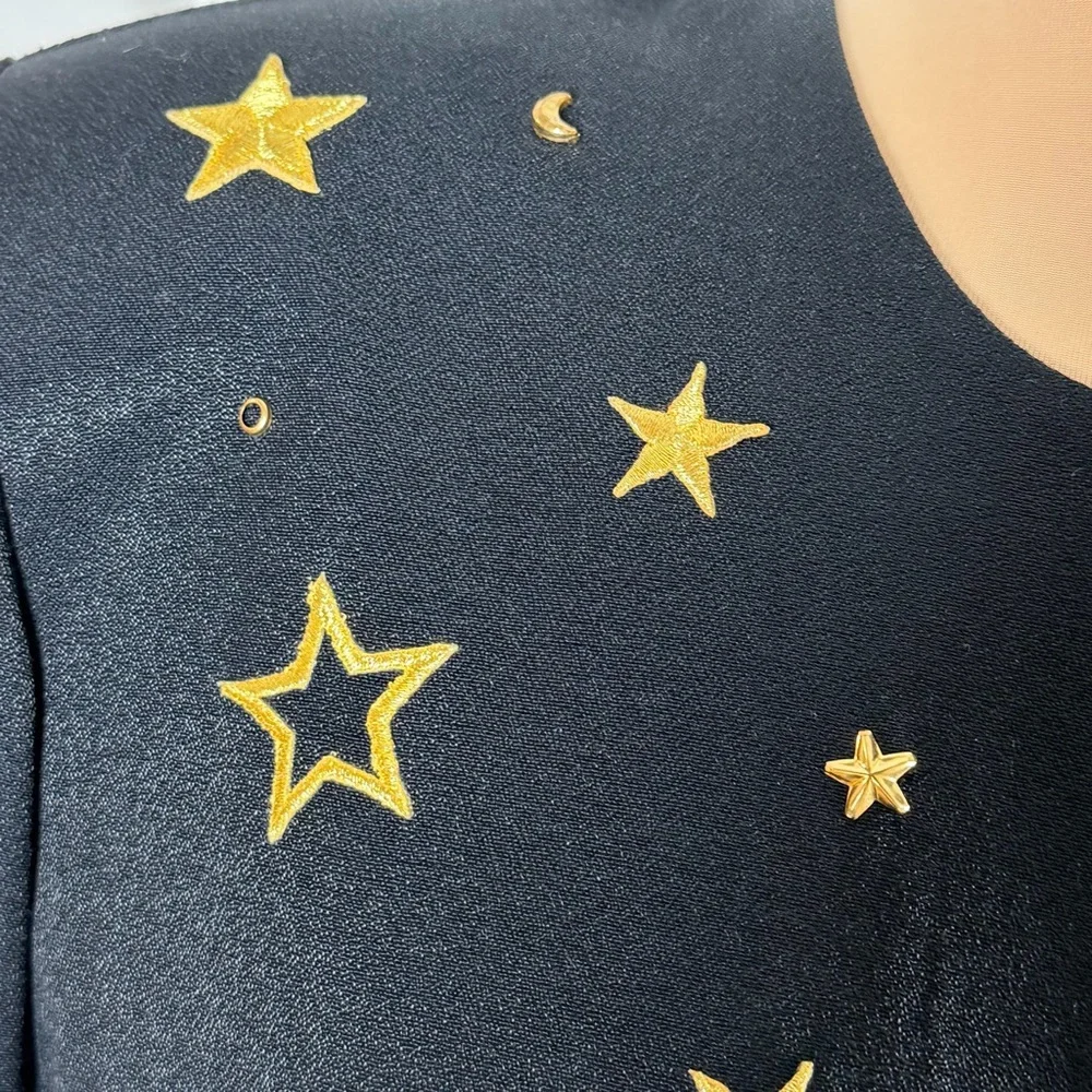 R&M Richards Celestial Star Moon Gold Button Vintage Blazer Tunic Jacket L - Picture 4 of 16